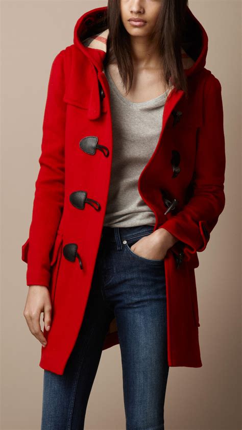 burberry wool twill dress coat red|burberry wool duffle coat women's.